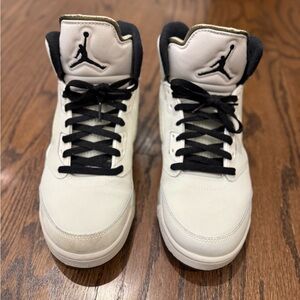 Jordan 5 Retro Cream and Black Sneakers